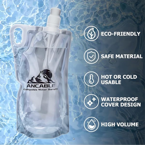1L Hiking Collapsible Water Bottles, 4-Pack 33OZ BPA-Free Foldable Backpacking Water Bottle for Travel Camping Hiking - Image 6