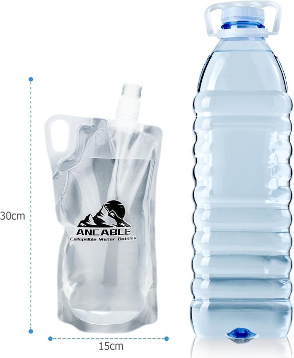 1L Hiking Collapsible Water Bottles, 4-Pack 33OZ BPA-Free Foldable Backpacking Water Bottle for Travel Camping Hiking - Image 7