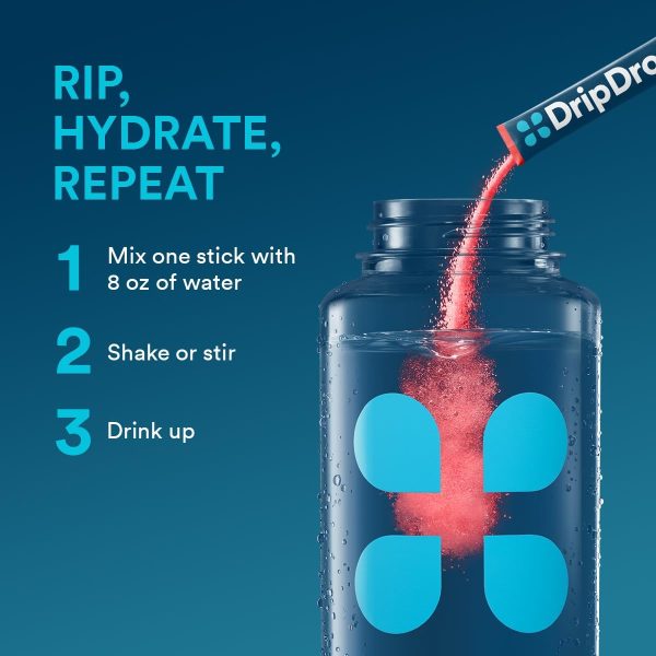 DripDrop Hydration Packets - Juicy Variety Pack - Single Serve Electrolytes Powder Drink Mix - Grape, Fruit Punch, Strawberry Lemonade, Cherry - Non-GMO, Gluten Free, Vegan - 32 Sticks - Image 7