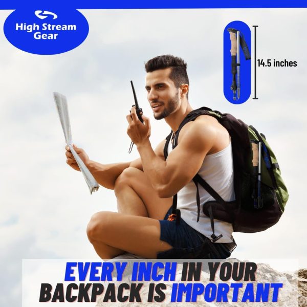 Walking Sticks for Men & Women - 14.5" Foldable Hiking Poles for Backpacking, Exercising and Traveling, Set of 2 Aluminum Nordic Collapsible Trekking Poles - Image 3