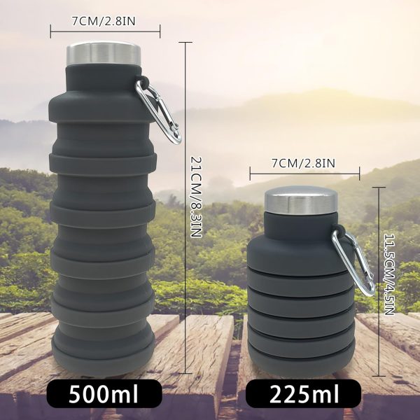 YCT Collapsible Water Bottle 17oz（500ml），Travel Portable Sport Water Bottle，Reusable Silicone Foldable Water Bottles for Gym Camping Hiking (Purple+Black) - Image 5